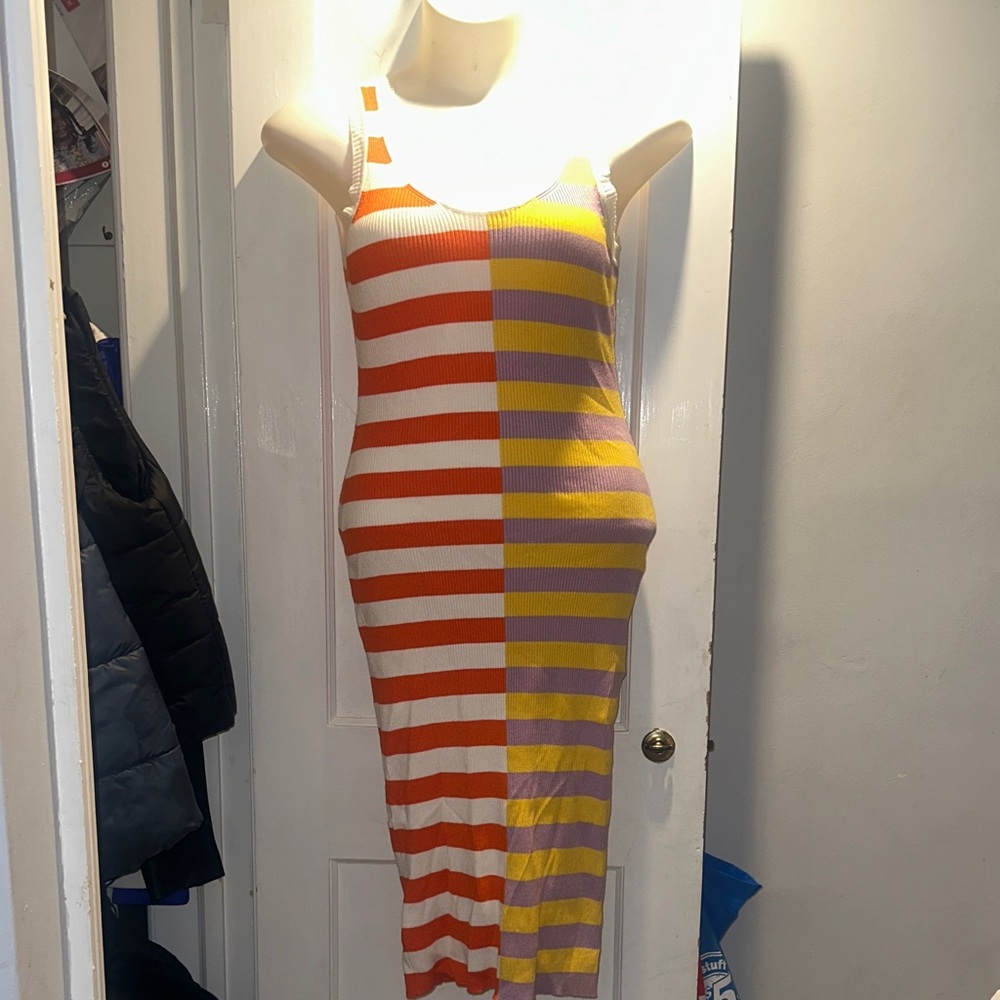 Colorful Striped Midi Dress